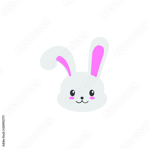 Cute bunny vector graphic icon. rabbit animal head, face illustration. Isolated on white background.