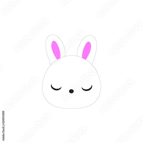 Cute bunny vector graphic icon. rabbit animal head, face illustration. Isolated on white background.