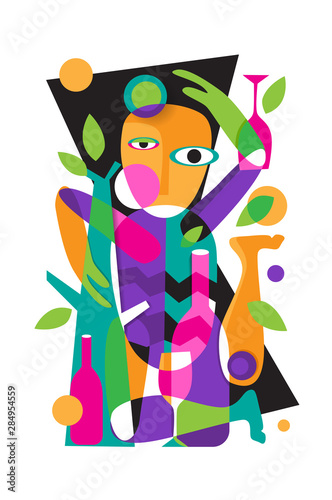 Abstract illustration with cubism art for background etc.