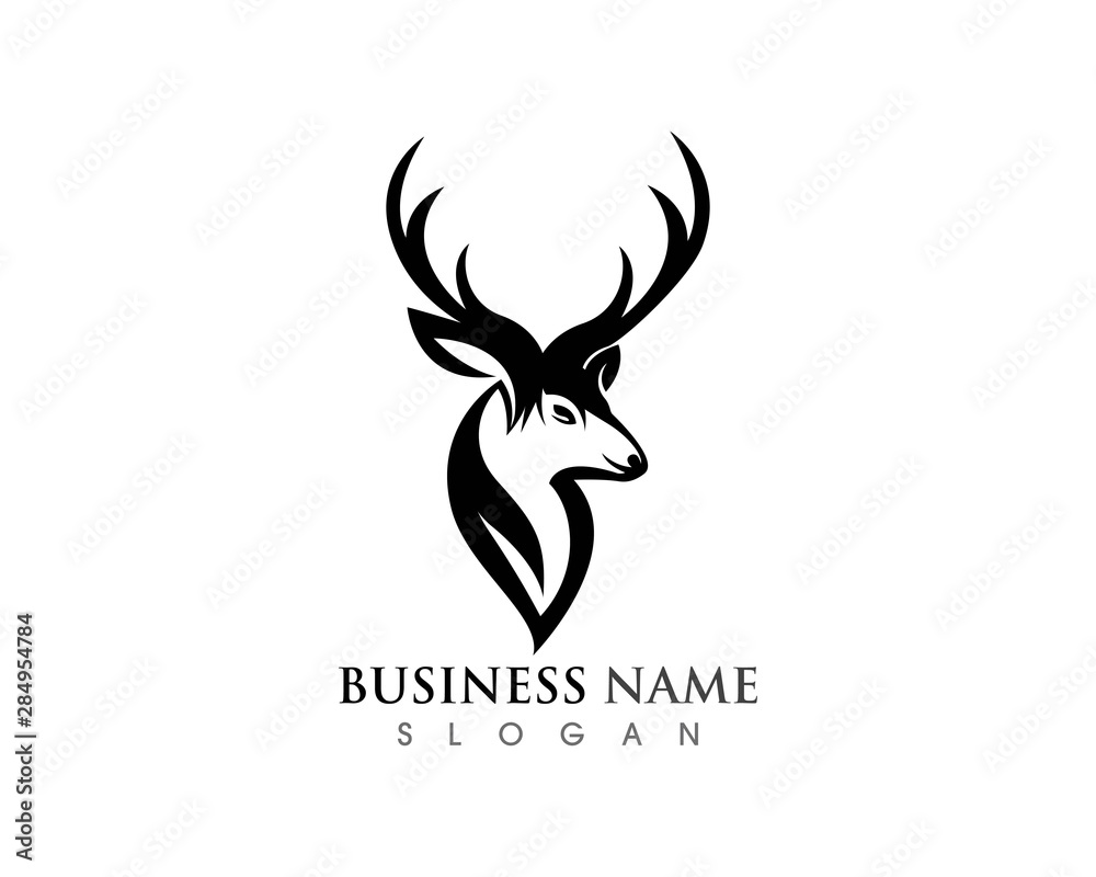 Deer head icon silhouette logo design minimalist template Deer head icon silhouette logo design minimalist template