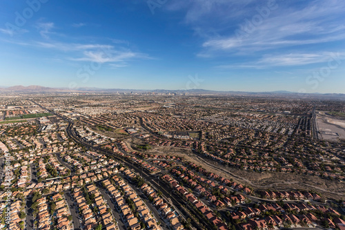 Aerial view of the suburban Summerlin rooftops in Las Vegas, Nevada. © trekandphoto
