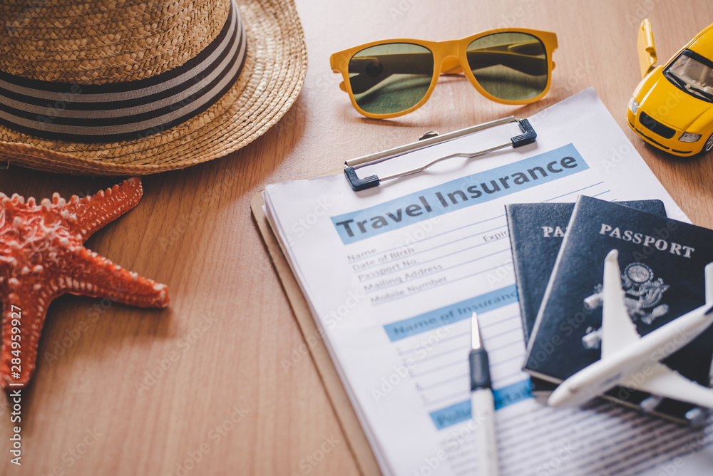 Foto Stock Travel insurance documents to help travelers feel confident in  travel safety. | Adobe Stock
