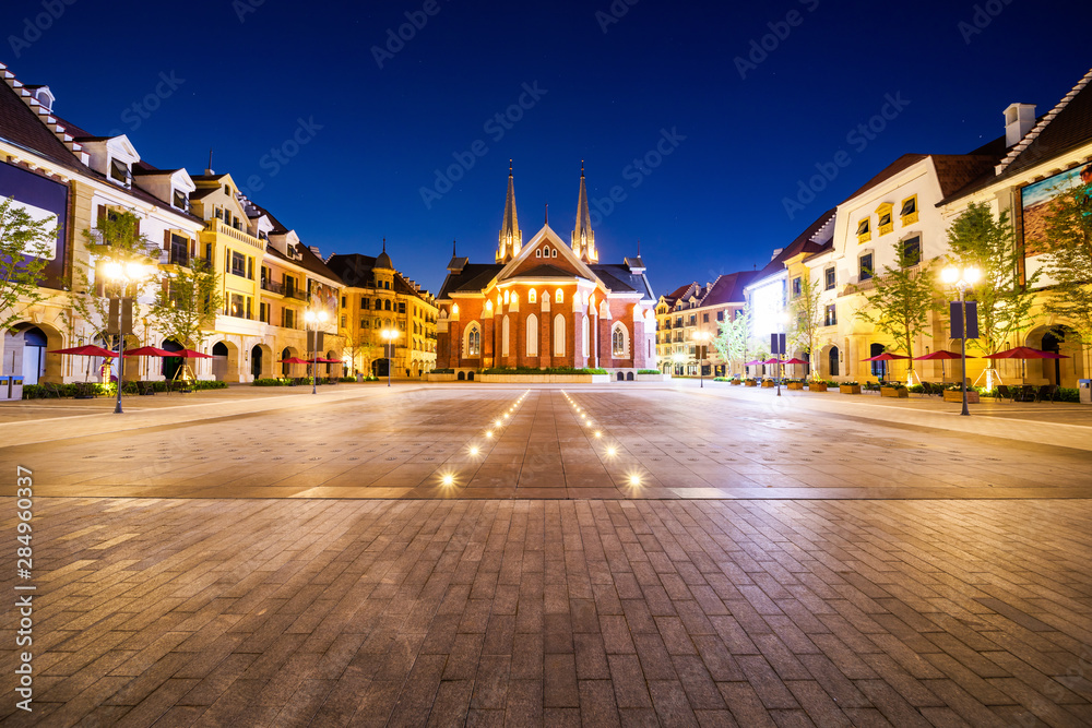 Night view of the church in Lucerne Town