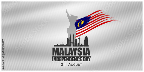 Malaysia INDEPENDENCE DAY and Malaysia flag translation (31 ogos selamat hari merdeka) vector illustration