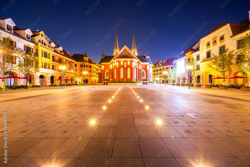 Night view of the church in Lucerne Town