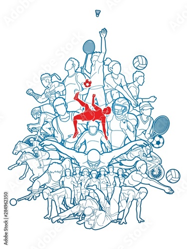 Sport Players, Different sports cartoon graphic vector.