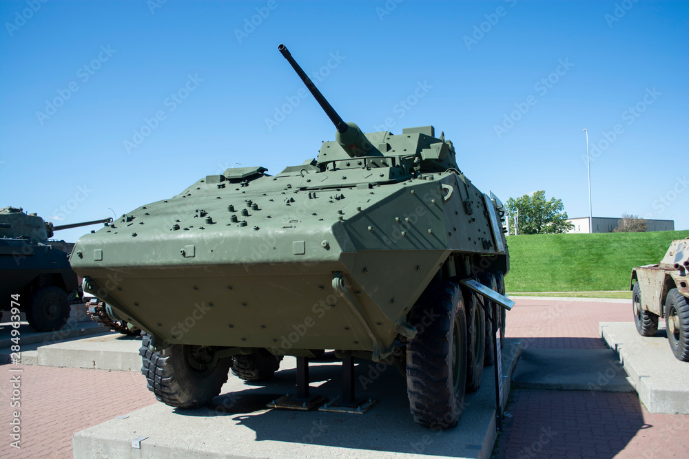 Armoured light tank. Used in combat by the military. Armoured light tank. Used in combat by the military.