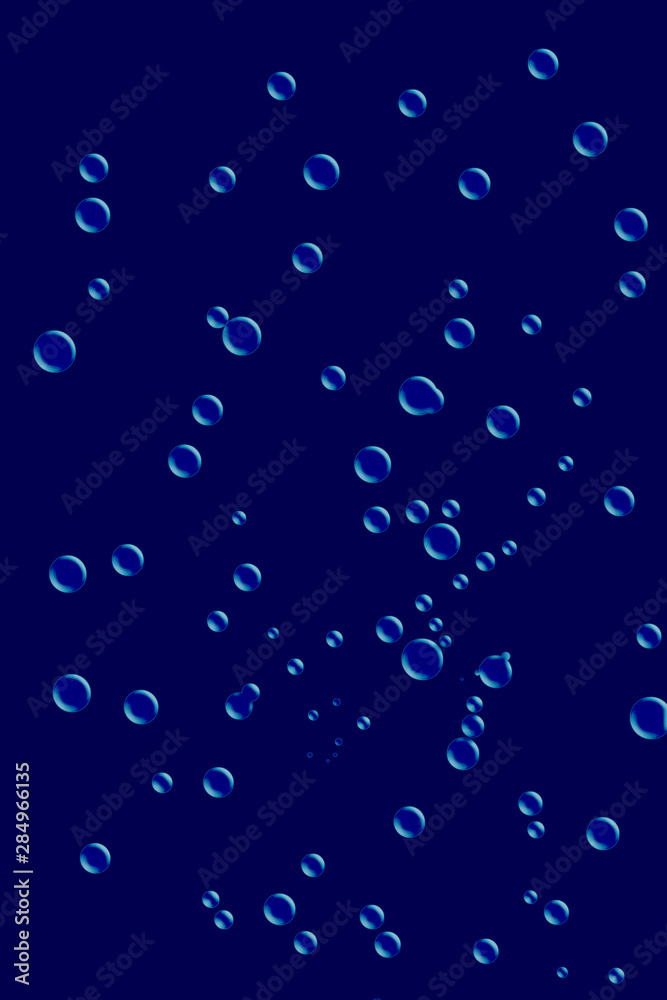 Illustration of image of water drops, carbonic acid, bubbles, etc.　水滴、炭酸、泡をイメージしたイラスト。
