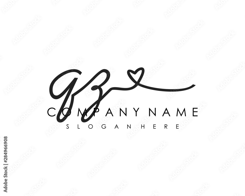QZ Initial handwriting logo vector QZ Initial handwriting logo vector