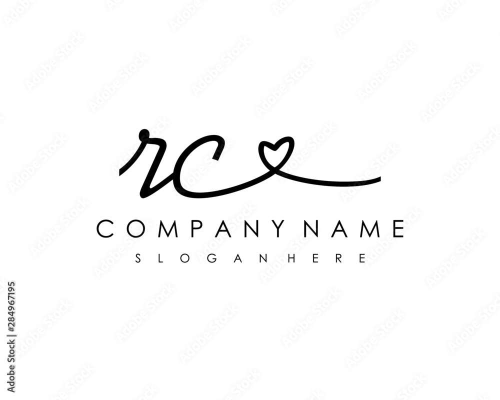 RC Initial handwriting logo vector RC Initial handwriting logo vector
