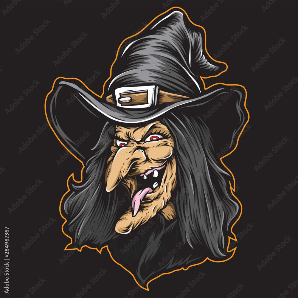 scary witch face vector art Stock Vector | Adobe Stock