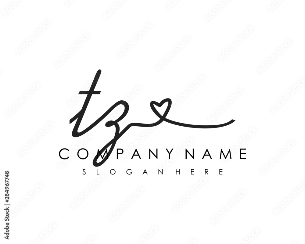 TZ Initial handwriting logo vector TZ Initial handwriting logo vector