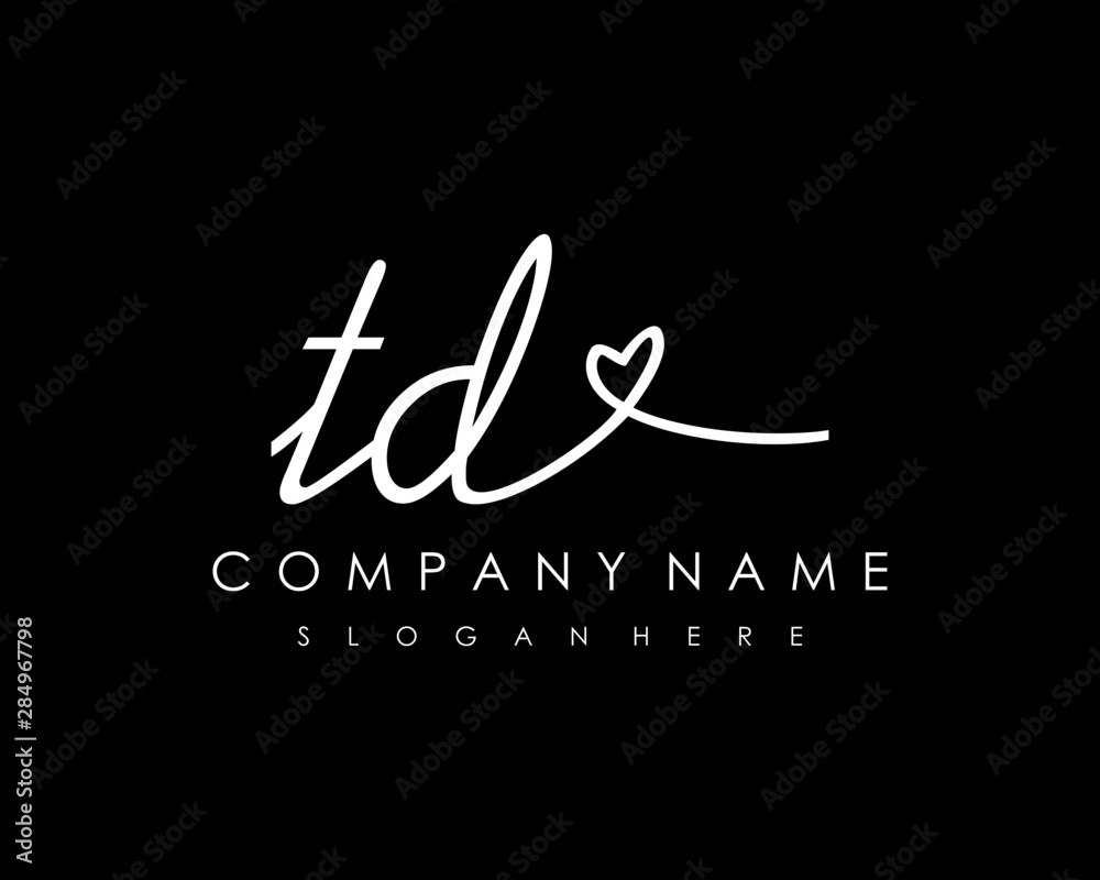 TD Initial handwriting logo vector