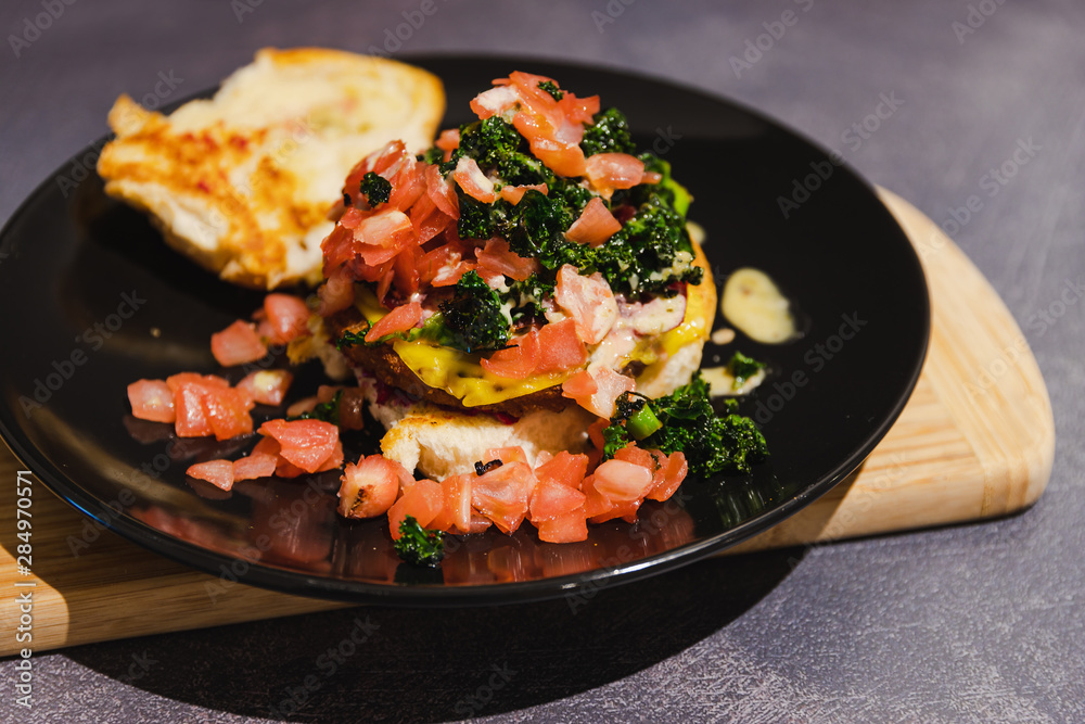 vegan burger recipe with diced tomato and charred kale vegan burger recipe with diced tomato and charred kale
