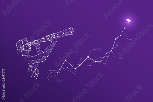 The particles, geometric art, line and dot of engineering