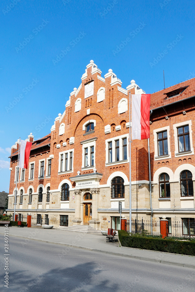 MYSLENICE, POLAND - APRIL 09, 2017: Courthouse in Myslenice