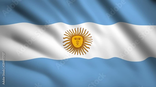 Argentina  flag Motion video waving in wind. Flag Closeup 1080p HD  footage