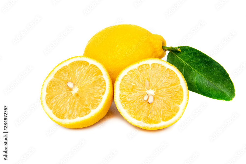 lemons fresh Half slice isolated on white background