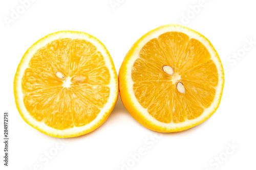 lemons 2 Half slice isolated on white background