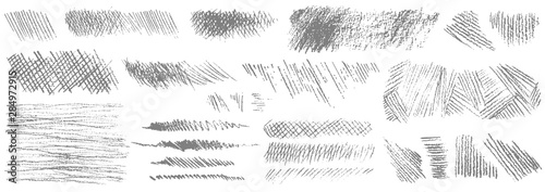 Set of hand drawn pencil strokes. Set of various shapes isolated on white background. Vector illustration.