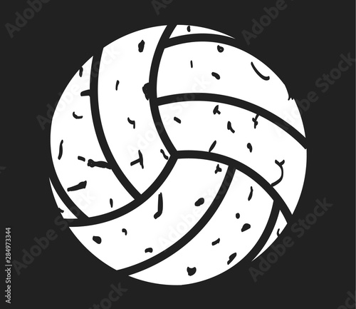 Volleyball Distressed icon on black background. flat style. Volleyball sign for your web site design, logo, app, UI. Grunge sport symbol.