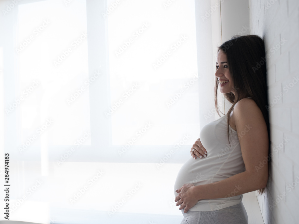 Beautiful young smiling pregnant woman. Happiness Beautiful young smiling pregnant woman. Happiness