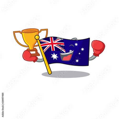 Boxing winner flag australia isolated in the mascot
