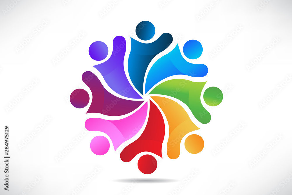 Logo teamwork business people unity partners web vector image Logo teamwork business people unity partners web vector image