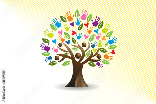 Photography Tree hearts and hands people figures logo vector web image