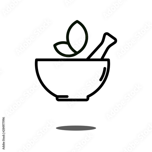 Ayurvedic medicine bowl on white background. 