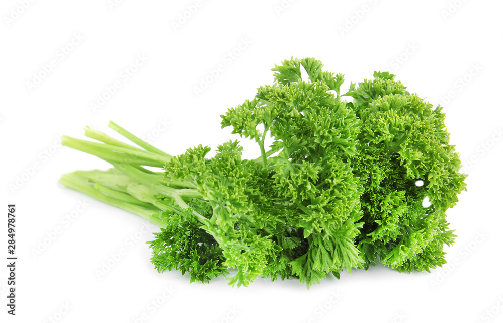 Fresh green organic parsley on white background Fresh green organic parsley on white background