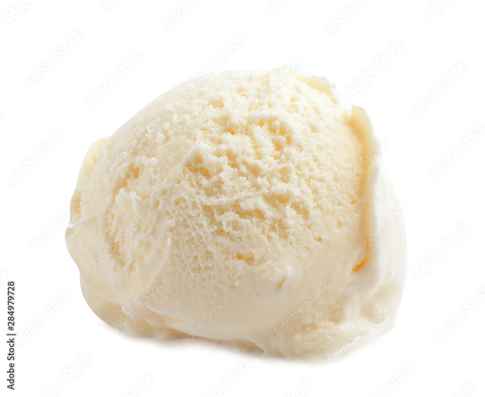 Scoop of delicious ice cream on white background