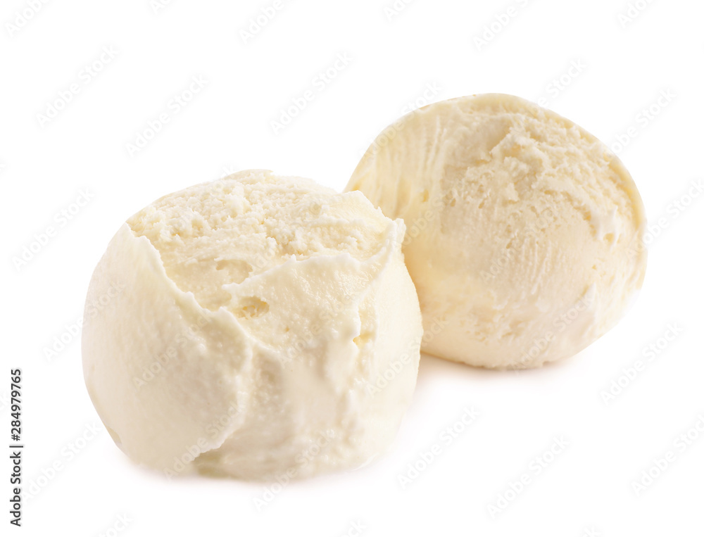 Scoops of delicious ice cream on white background Scoops of delicious ice cream on white background