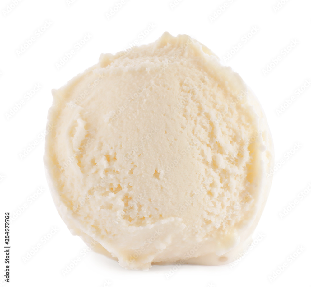 Cold delicious ice cream ball on white background Cold delicious ice cream ball on white background