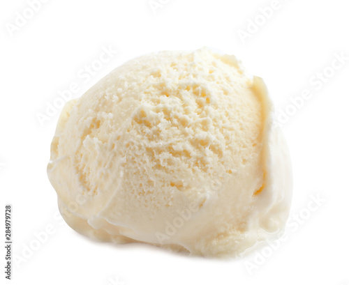 Scoop of delicious ice cream on white background