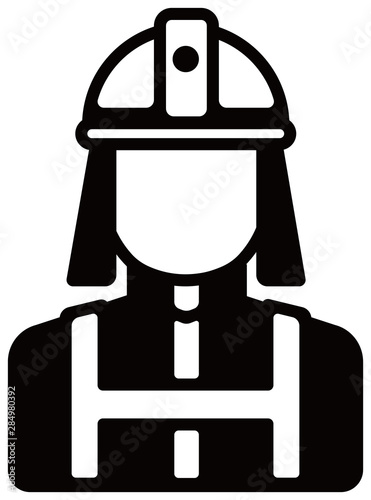 Worker avatar icon illustration (upper body) / firefighter, fireman 