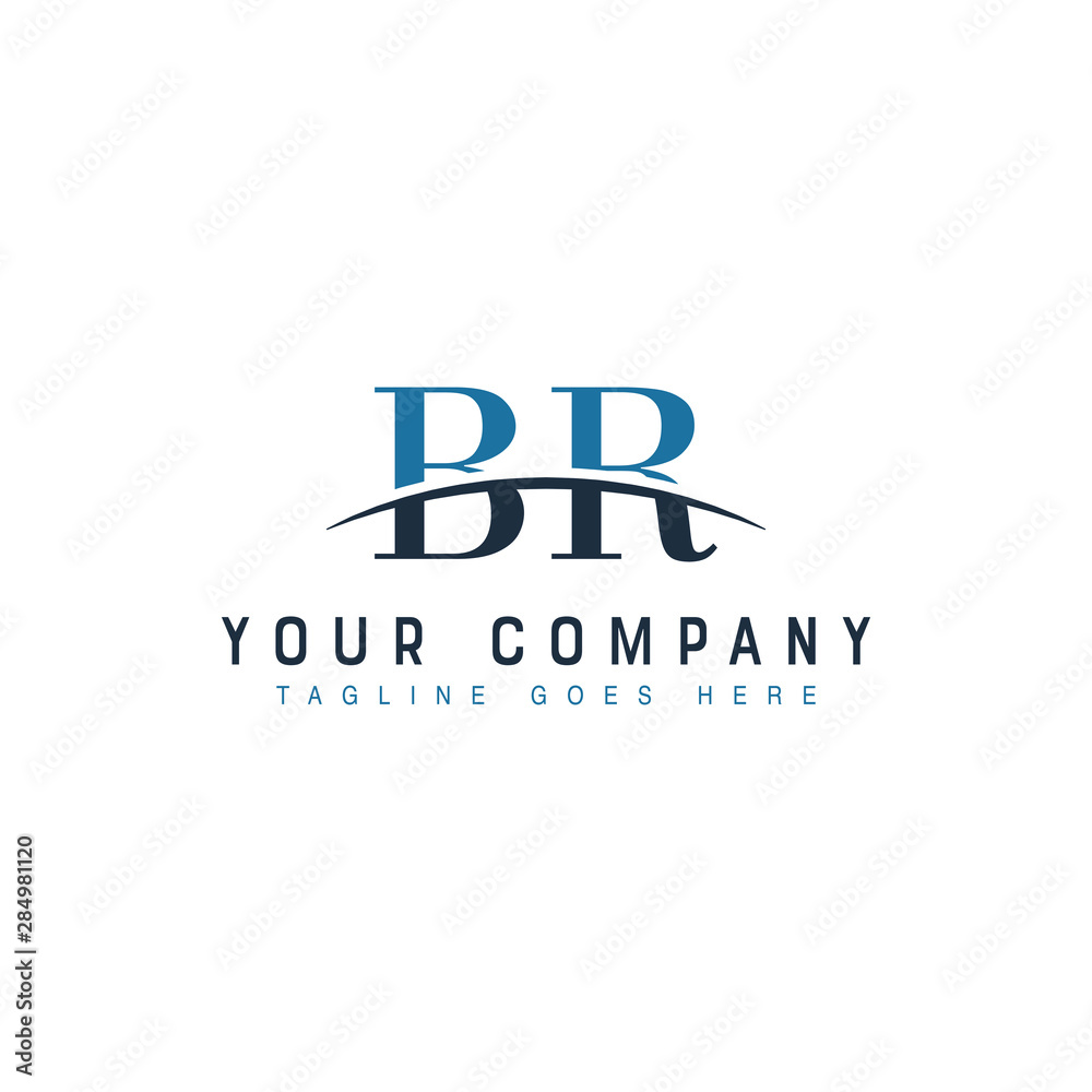 Initial letter BR, overlapping movement swoosh horizon logo company design inspiration in blue and gray color vector Initial letter BR, overlapping movement swoosh horizon logo company design inspiration in blue and gray color vector