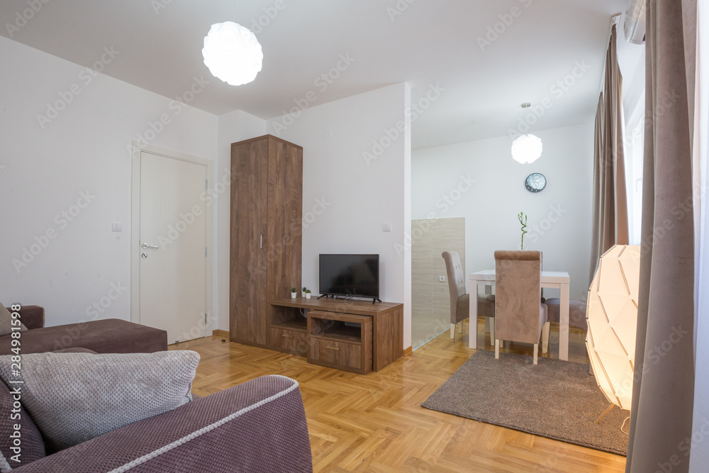 Fototapeta premium Interior of an open plan apartment, living room