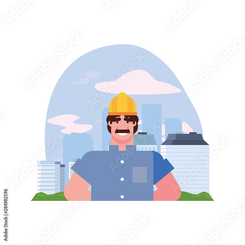 flat design people happy labor day