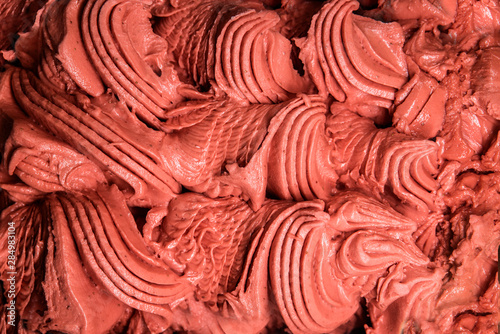 Top view of homemade strawberry ice cream.