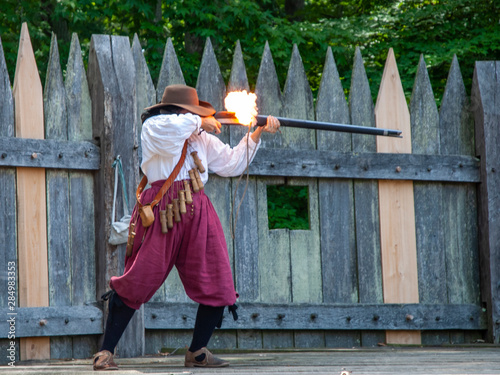 Photography Jamestown rifleman firing
