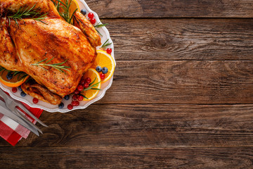 Christmas turkey. Traditional festive food for Christmas or Thanksgiving