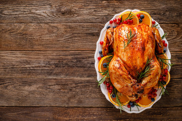 Christmas turkey. Traditional festive food for Christmas or Thanksgiving