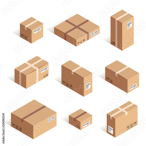 Isometric delivery carton box set