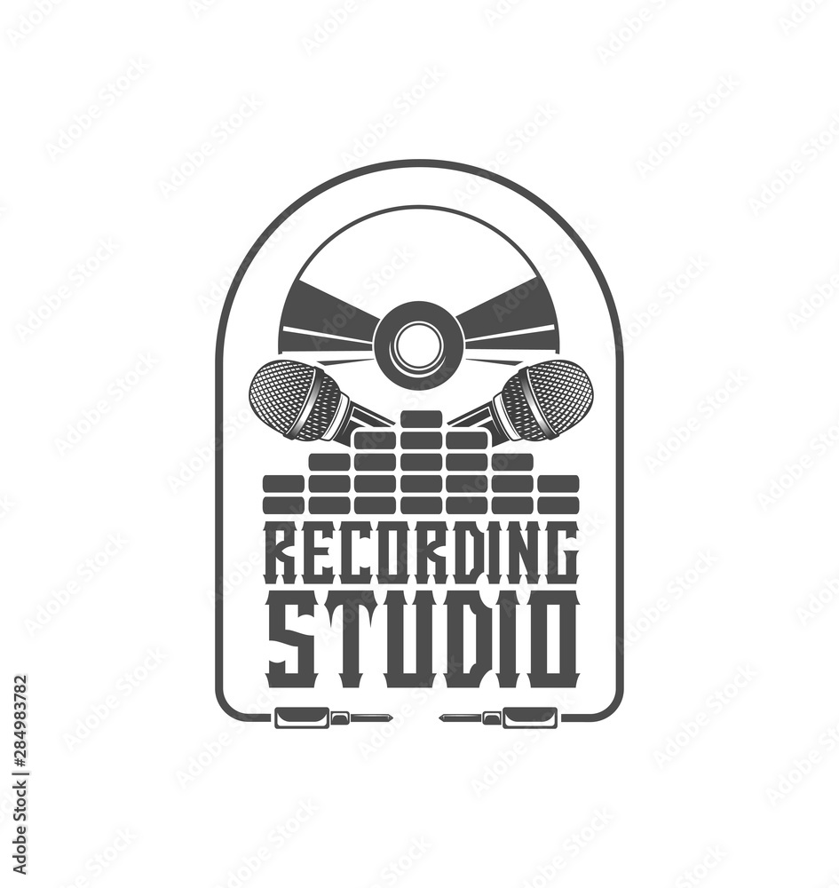 Obraz premium Vector graphic logo concept. Recording studio. Symbol emblem, el