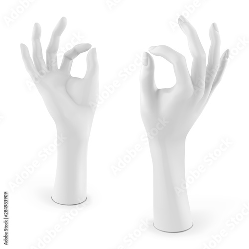 White mannequin female hand. Vector 3D illustration isolated on a white background
