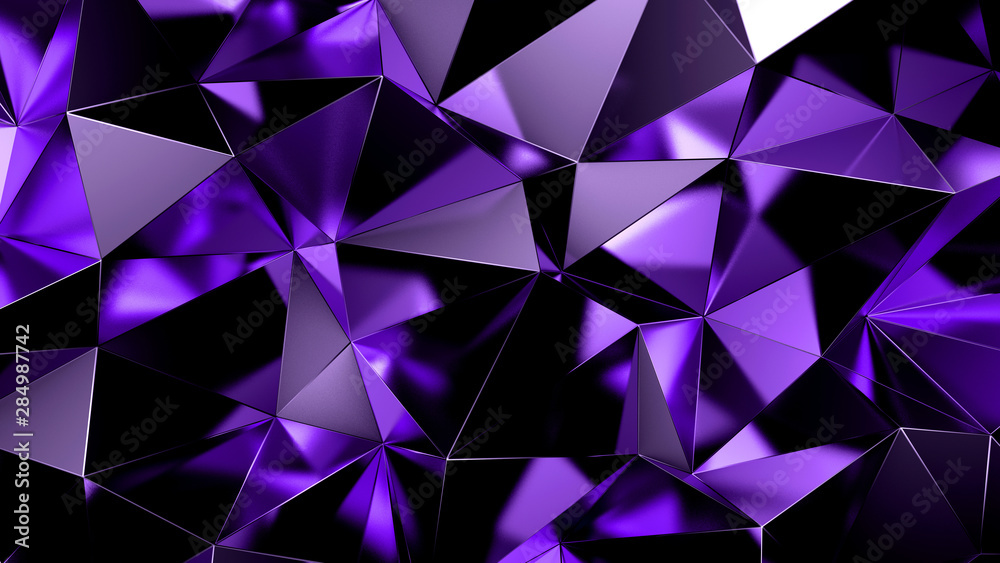 Fototapeta premium Abstract triangle crystal background. 3d illustration, 3d rendering.