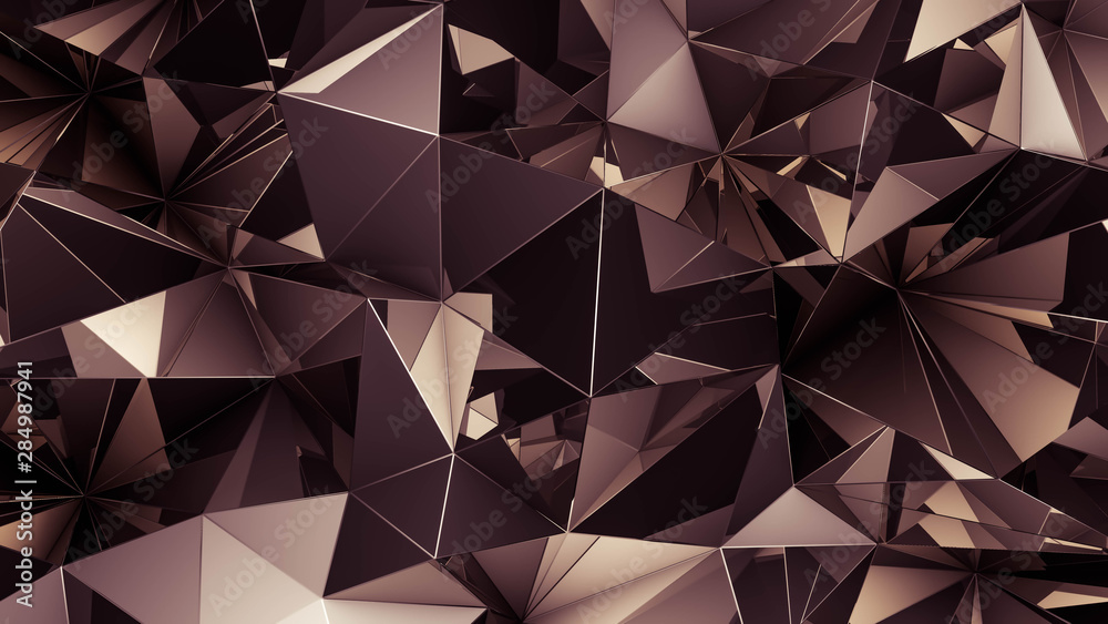 Abstract triangle crystal background. 3d illustration, 3d rendering.