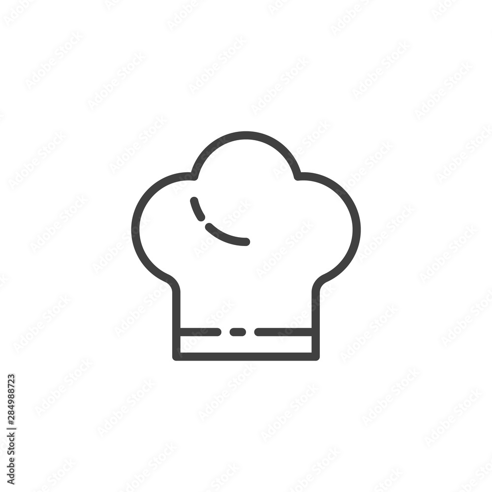 Chef hat line icon. linear style sign for mobile concept and web design. Cook hat outline vector icon. Cooking symbol, logo illustration. Vector graphics Chef hat line icon. linear style sign for mobile concept and web design. Cook hat outline vector icon. Cooking symbol, logo illustration. Vector graphics