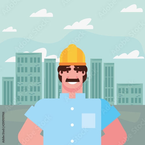 flat design people happy labor day